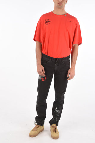 UNDERCOVER JUN TAKAHASHI 18cm printed jeans with removable waist bag