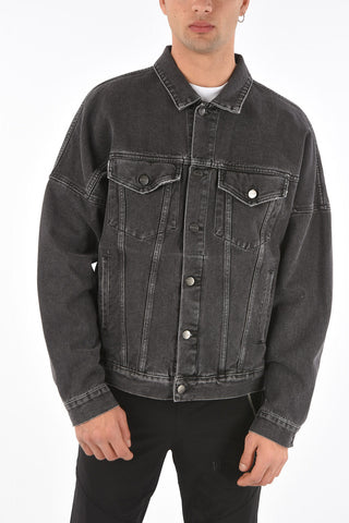 contrasting logo-printed back denim jacket