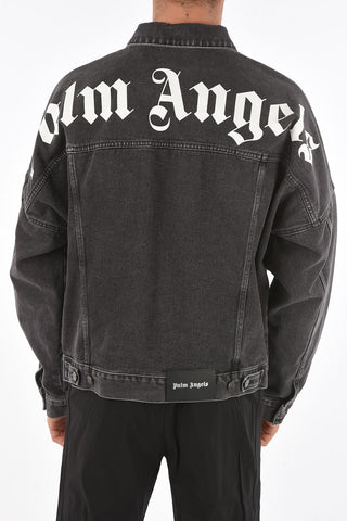 contrasting logo-printed back denim jacket