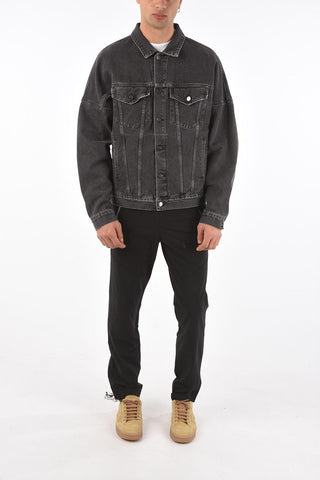 contrasting logo-printed back denim jacket