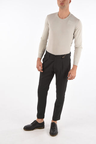 pantaloni in lana vergine a una pince