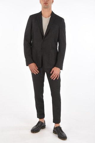 CC COLLECTION Blazer 2 Bottoni a Quadretti con Tasche a Toppa