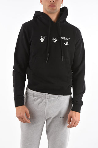 felpa hoodie a tinta unita con maxi tasca a toppa