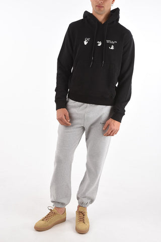 felpa hoodie a tinta unita con maxi tasca a toppa