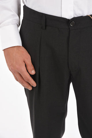 pantaloni in lana vergine a una pince
