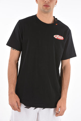 printed back solid color SPLIT LOGO crew-neck t-shirt