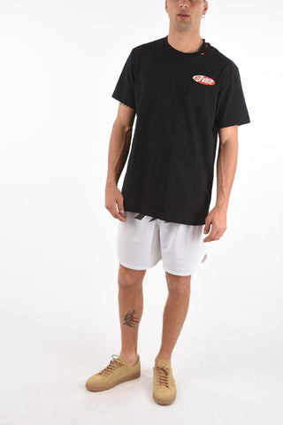 printed back solid color SPLIT LOGO crew-neck t-shirt