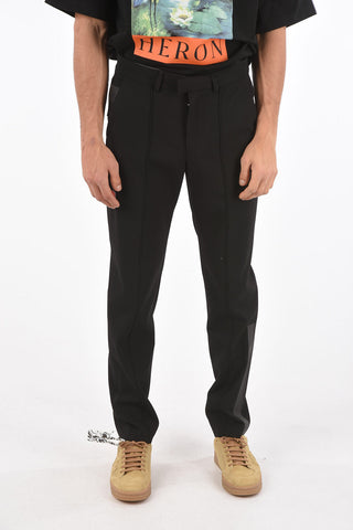 virgin wool blend tailored tape pants