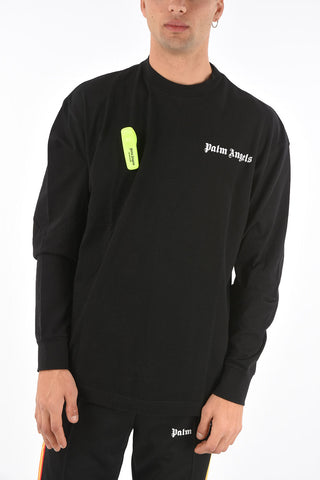 T-shirt a manica lunga con spilla fluo