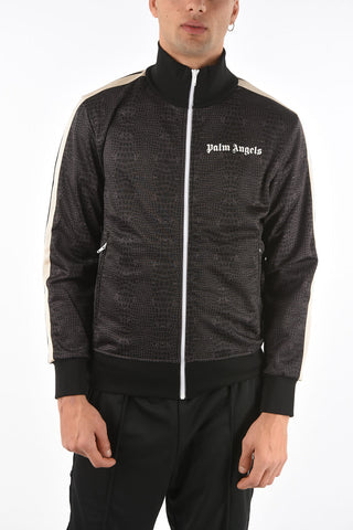 crocodile printed contrasting side bands track sweatshirt