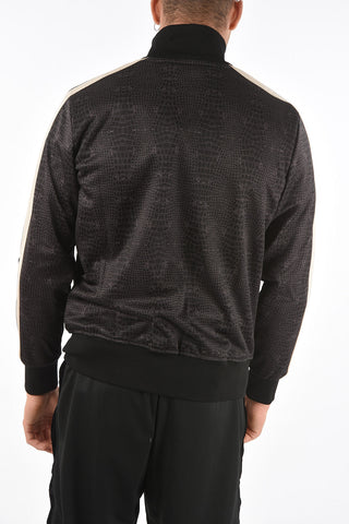 crocodile printed contrasting side bands track sweatshirt