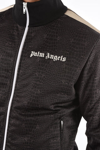 crocodile printed contrasting side bands track sweatshirt