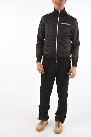 crocodile printed contrasting side bands track sweatshirt