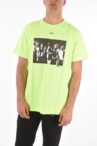 spary painting fluo slim fit crew-neck t-shirt