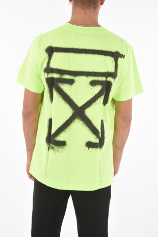 spary painting fluo slim fit crew-neck t-shirt
