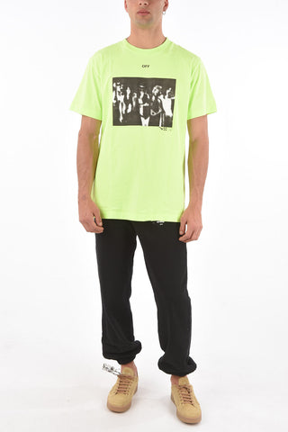 spary painting fluo slim fit crew-neck t-shirt
