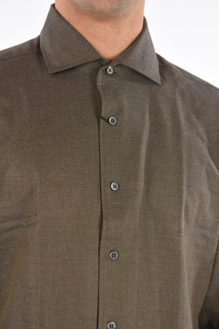 ID camicia casual a tinta unita in cotone