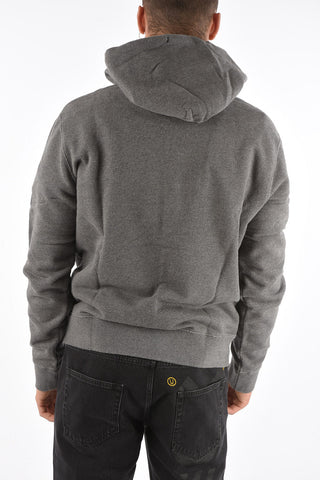 solid color hooded sweatshirt with patch pocket