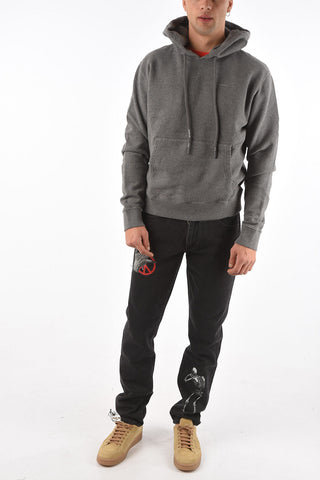 solid color hooded sweatshirt with patch pocket