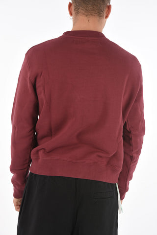 solid color slim fit crew-neck sweatshirt