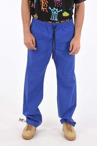 pantaloni track a tinta unita con elastico in vita