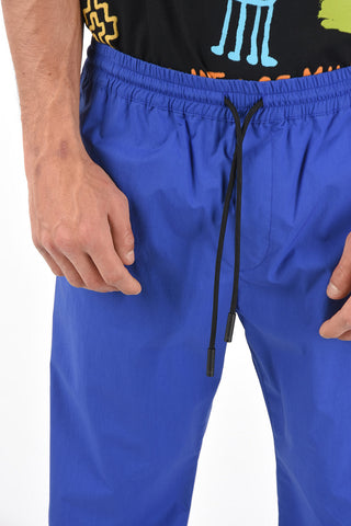 pantaloni track a tinta unita con elastico in vita