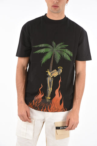 t-shirt BURNING SKELETON con maxi stampa frontale