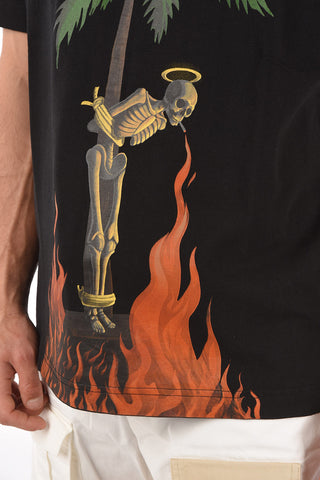 t-shirt BURNING SKELETON con maxi stampa frontale
