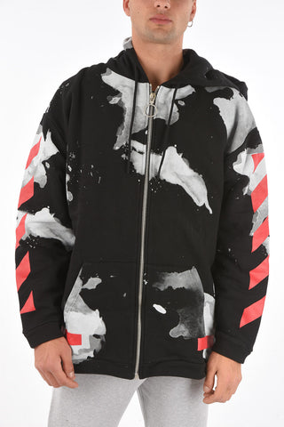 hooded LIQUID SPOTS sweatshirt with zip closure