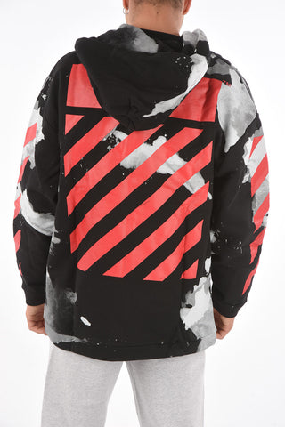 hooded LIQUID SPOTS sweatshirt with zip closure