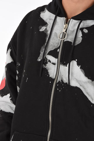 hooded LIQUID SPOTS sweatshirt with zip closure