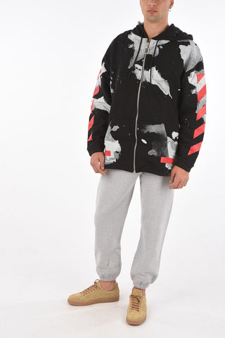 hooded LIQUID SPOTS sweatshirt with zip closure