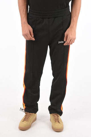 contrasting side bands track pants with ankle zip