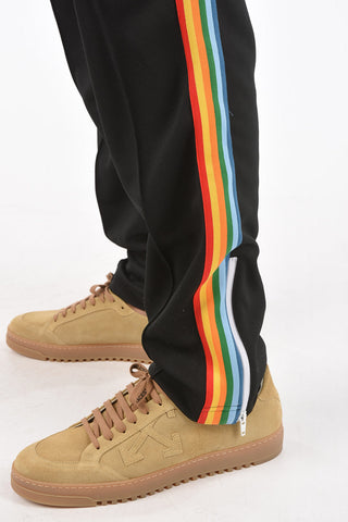 contrasting side bands track pants with ankle zip