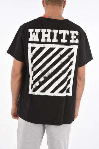 crew-neck BRUSHED DIAGONALS t-shirt with print