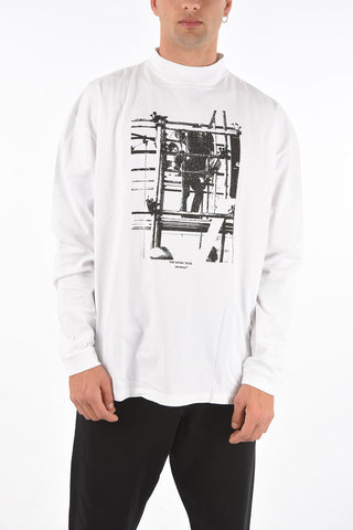 oversized long sleeve SCAFFOLDING mock neck t-shirt
