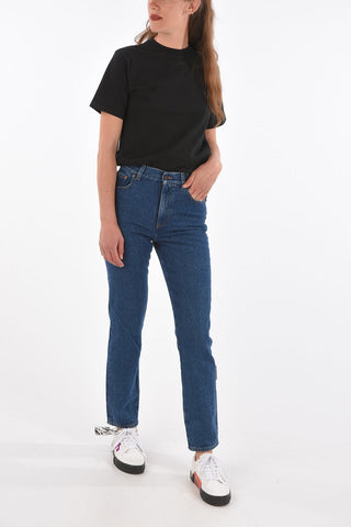 high waist 5 pocket straight leg jeans