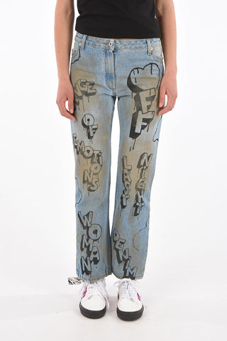 bleached cropped jeans with graffiti