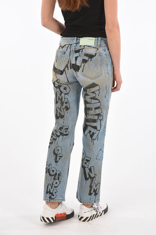 bleached cropped jeans with graffiti