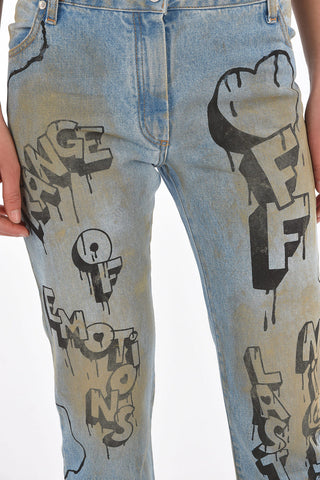 bleached cropped jeans with graffiti