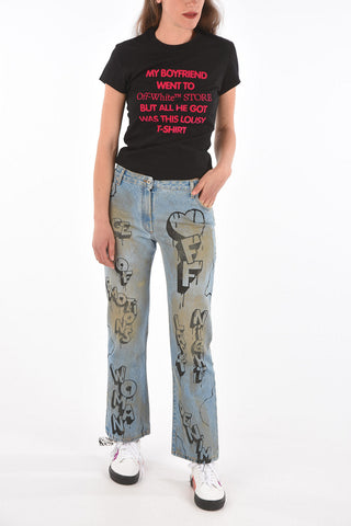bleached cropped jeans with graffiti
