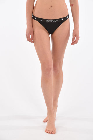 logoed band solid color bikini