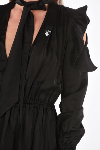 cold shoulder tie neck ruffled asymmetric ROMANTIC  maxi dress