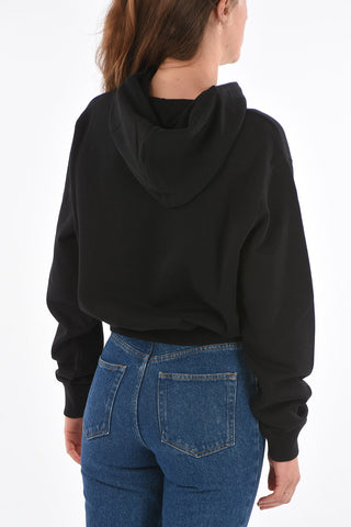 cropped paper-clip printed hoodie