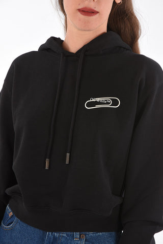 cropped paper-clip printed hoodie
