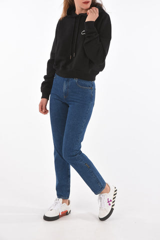 cropped paper-clip printed hoodie