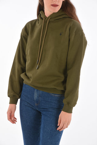 solid color FLOCK ARROWS REG hoodie with flowers print on the back