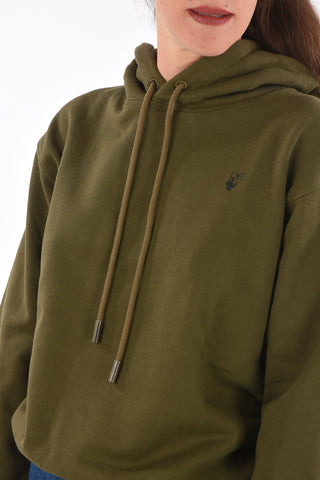 solid color FLOCK ARROWS REG hoodie with flowers print on the back