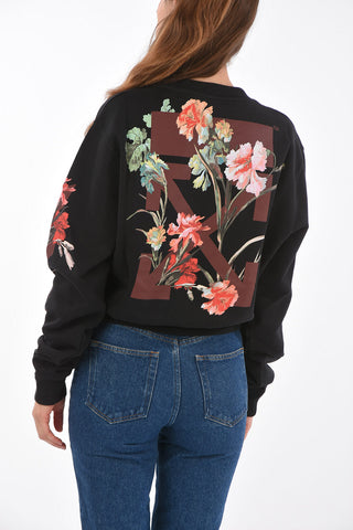 cropped floral-printd FLOWERS CARRYOVER crew-neck sweatshirt
