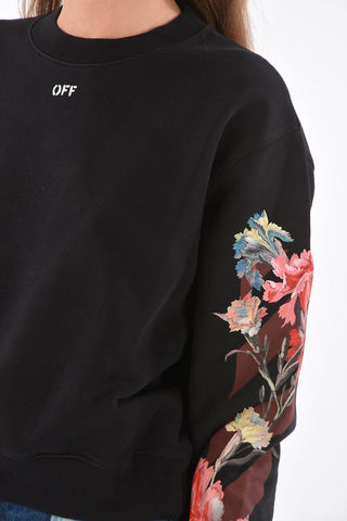 cropped floral-printd FLOWERS CARRYOVER crew-neck sweatshirt